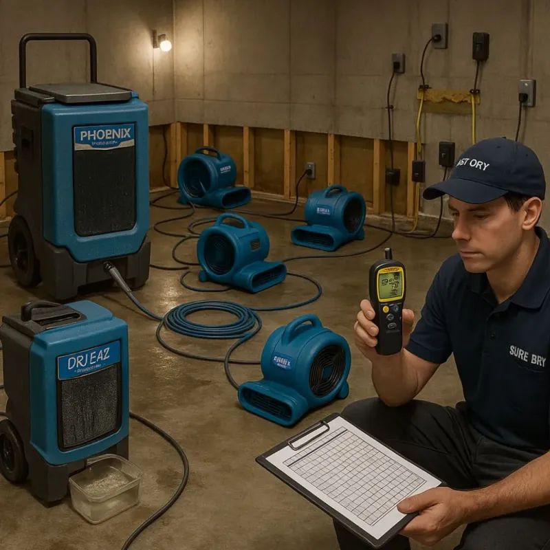 Structural Drying and Dehumidification process in Gilberts, IL